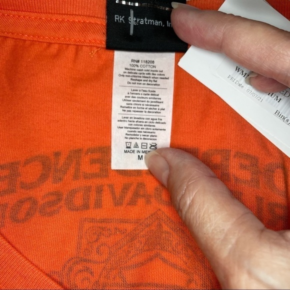 Harley Davidson Orange Short Sleeve Crew Neck T-shirt With Rhinestone Logo. Med. - Picture 11 of 13